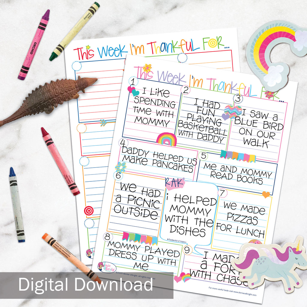 FREE Digital Download | Kids Gratitude Worksheet | Print-ready, Delivered Instantly - Denise Albright® 