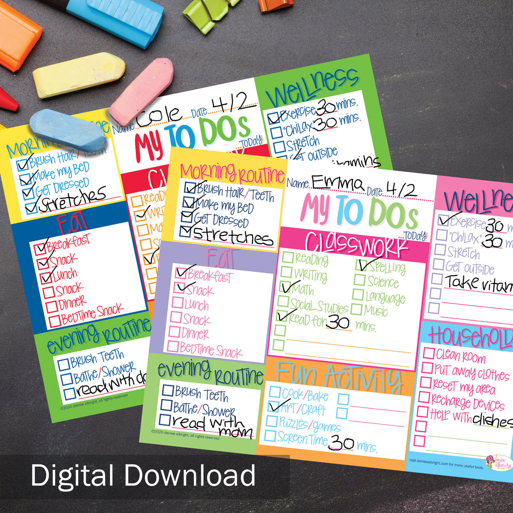 FREE Kids To Do Today Checklist by Denise Albright®
