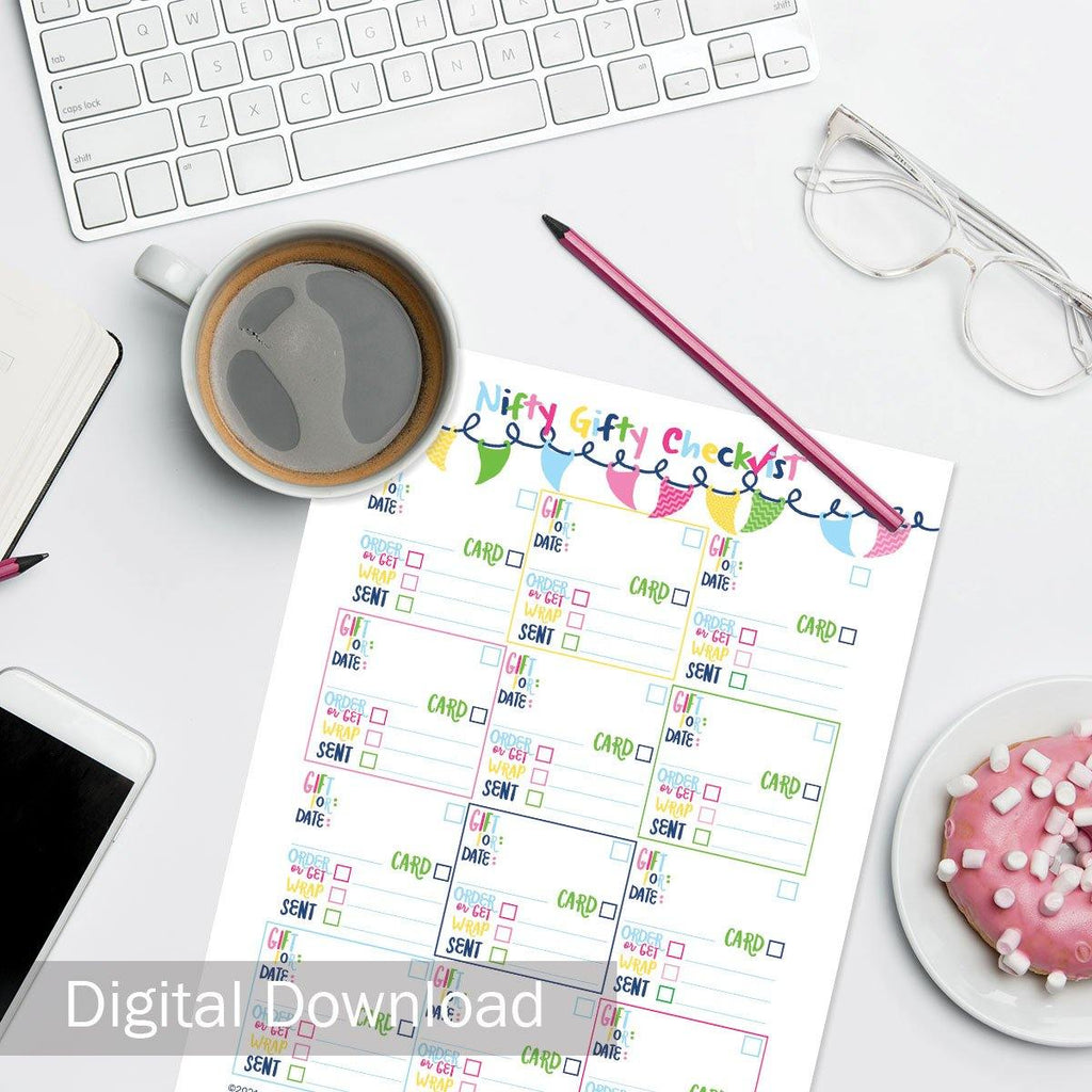 FREE Digital Download | Nifty Gifty Gift Checklist | All Bright & Cheery | Print-ready, Delivered Instantly - Denise Albright® 