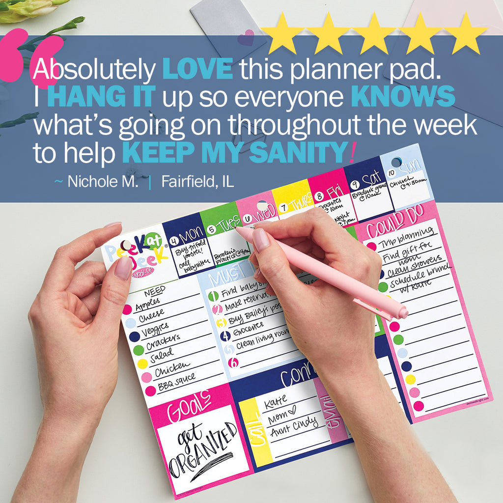 Peek at the Week® Weekly Planner Pad Set of TWO | Checklists, Priorities, Dry Erase Backer